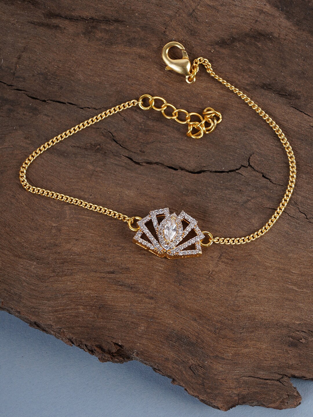 

Voylla Women White CZ Brass Enamelled Gold-Plated Mangalsutra Bracelet