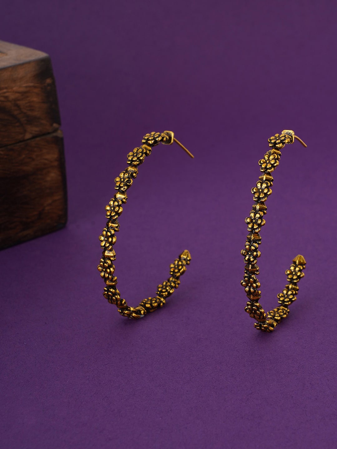 

Voylla Gold-Plated Geometric Trendy Half Hoop Earrings