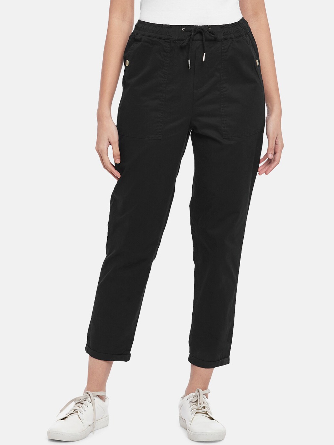

Honey by Pantaloons Women Black Solid Pure Cotton Track Pant