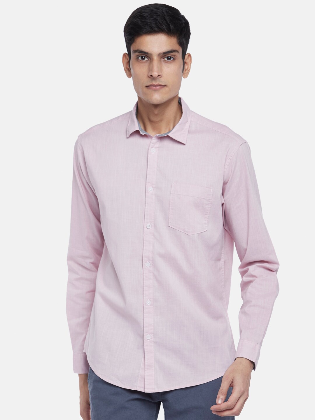 

BYFORD by Pantaloons Men Pink Sport Slim Fit Cotton Casual Shirt