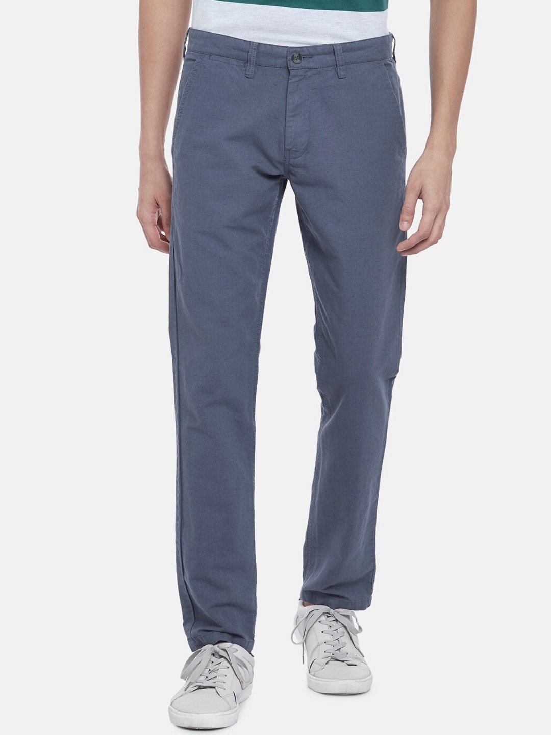 

BYFORD by Pantaloons Men Grey Slim Fit Cotton Trousers