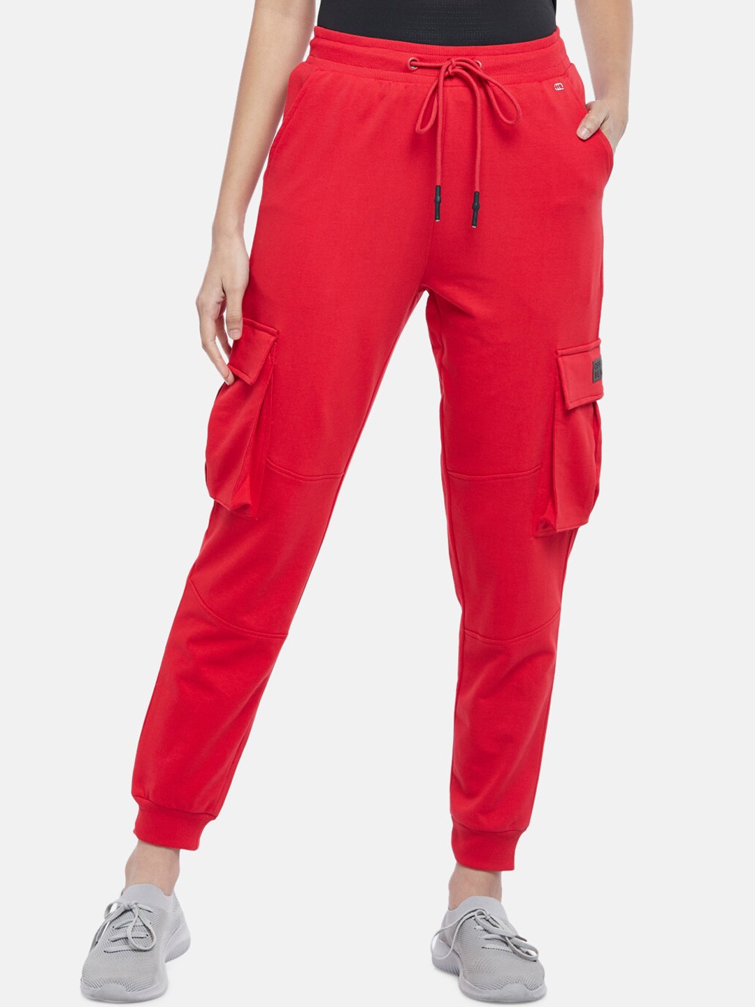 

Ajile by Pantaloons Women Red Solid Cotton Joggers