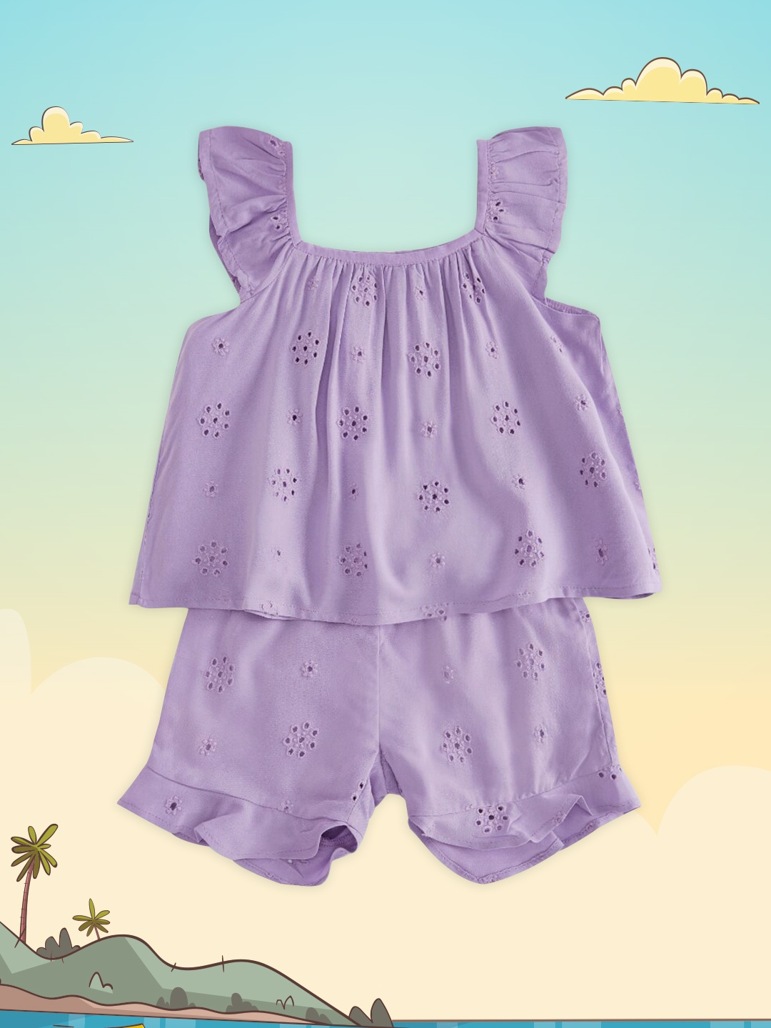 

Pantaloons Junior Girls Lavender Top with Shorts