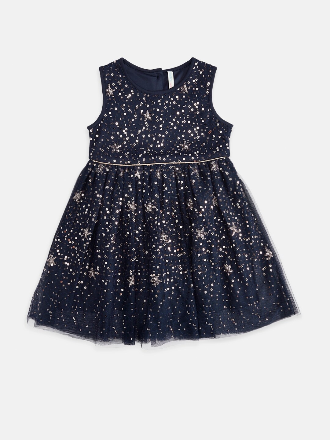 

Pantaloons Junior Navy Blue Embellished Satin Dress