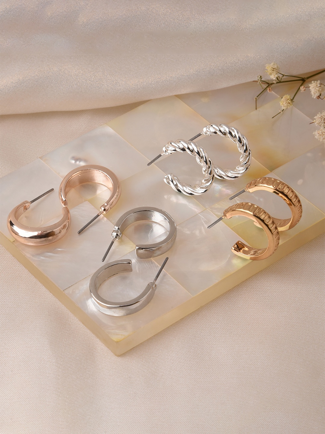 

Lilly & sparkle Gold-Toned & Silver-Toned Set Of 4 Half Hoop Earrings