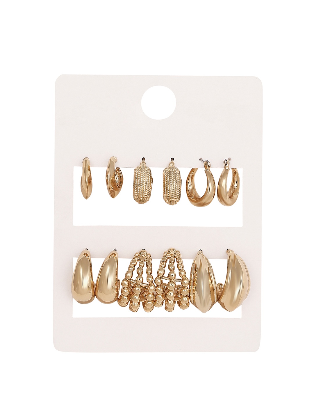 

Lilly & sparkle Gold-Toned Set Of 6 Contemporary Half Hoop Earrings