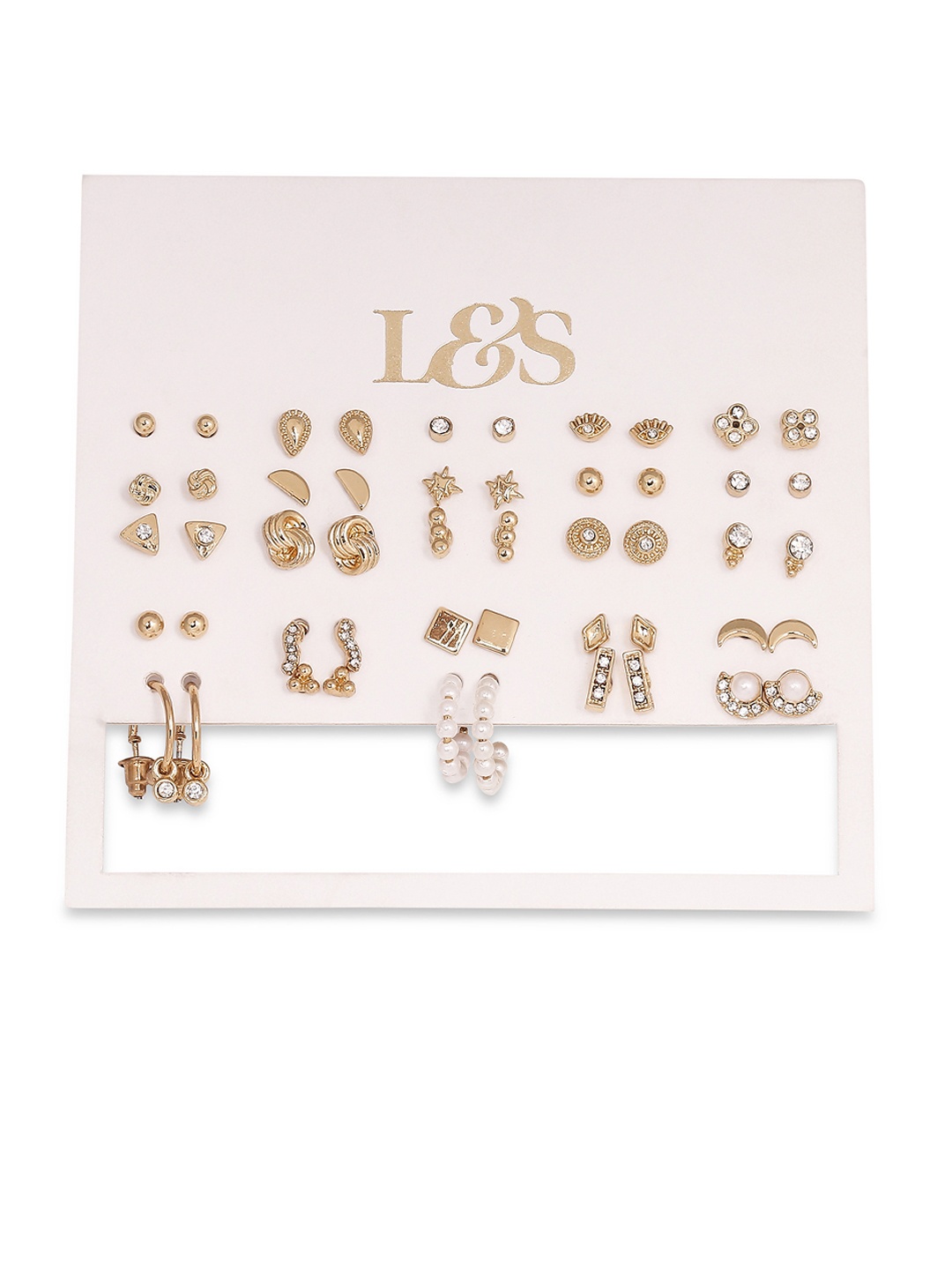 

Lilly & sparkle Set Of 24 Gold-Toned Stone Studded Circular Studs Earrings