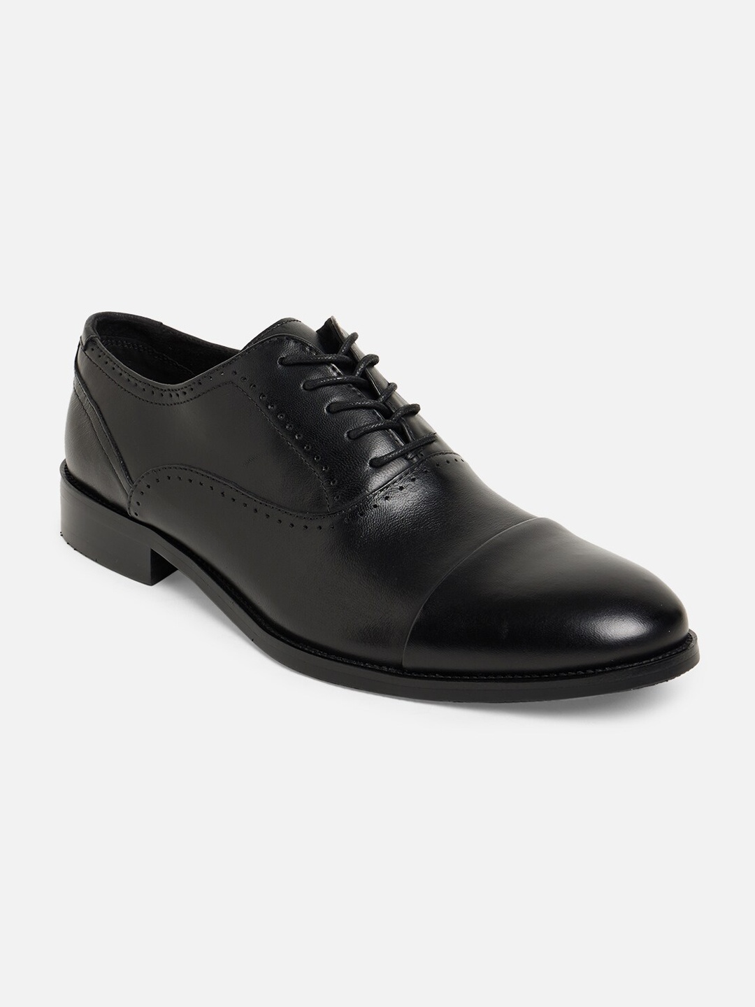 

ALDO Men Black Solid Leather Formal Oxfords