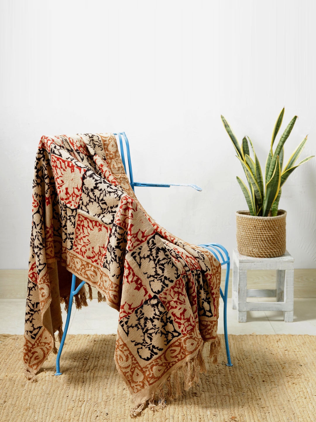 

HANDICRAFT PALACE Beige Printed Cotton Throw Blanket