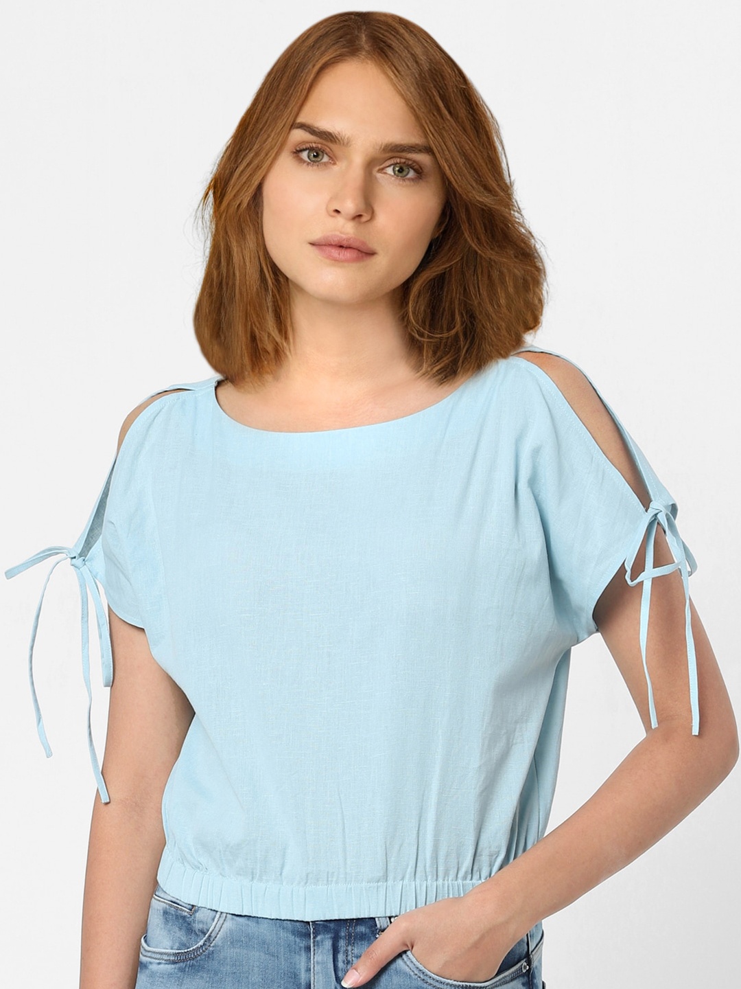 

Vero Moda Women Blue Solid Cotton Blend Tank Top