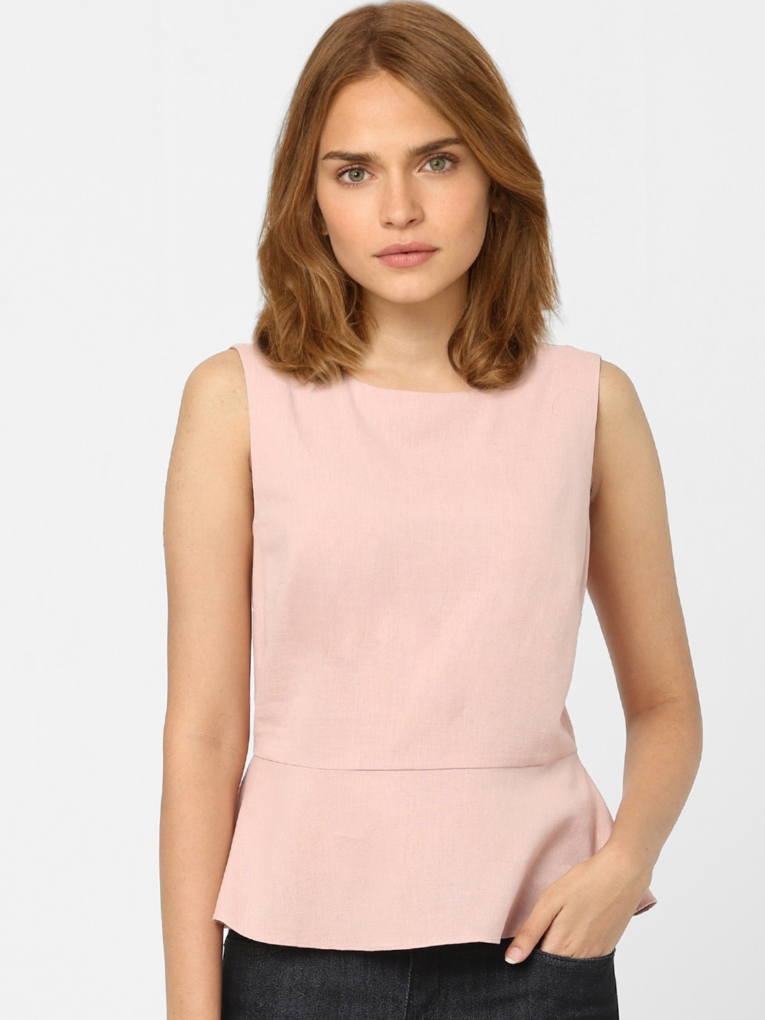 

Vero Moda Pink Solid Peplum Top