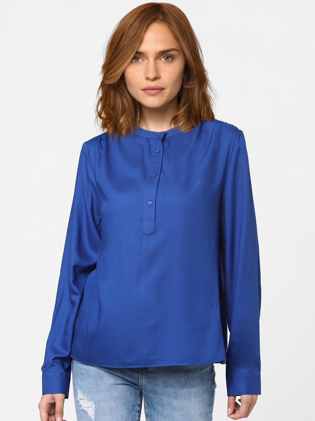 

Vero Moda Blue Mandarin Collar Shirt Style Top