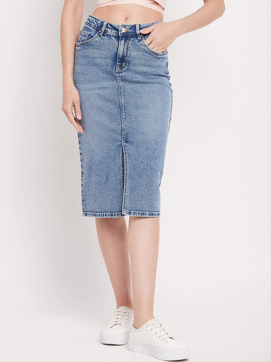 

Madame Women Blue Solid A-Line Skirt