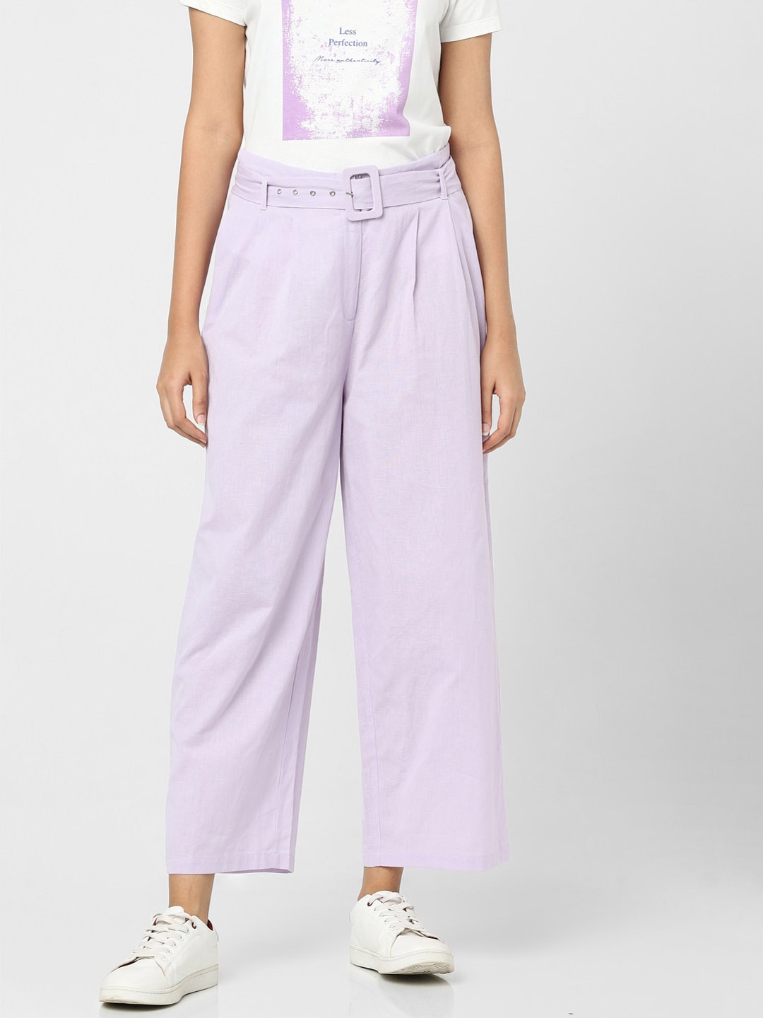 

Vero Moda Women Lavender Pleated Trousers