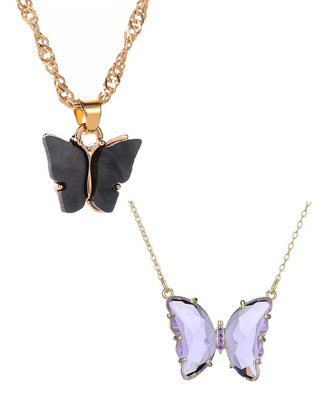

Vembley Set Of 2 Black & Blue Gold-Plated Necklace