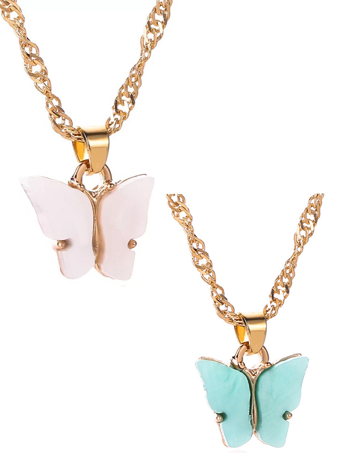 

Vembley Pack Of 2 Gold-Toned White & Blue Gold-Plated Necklace