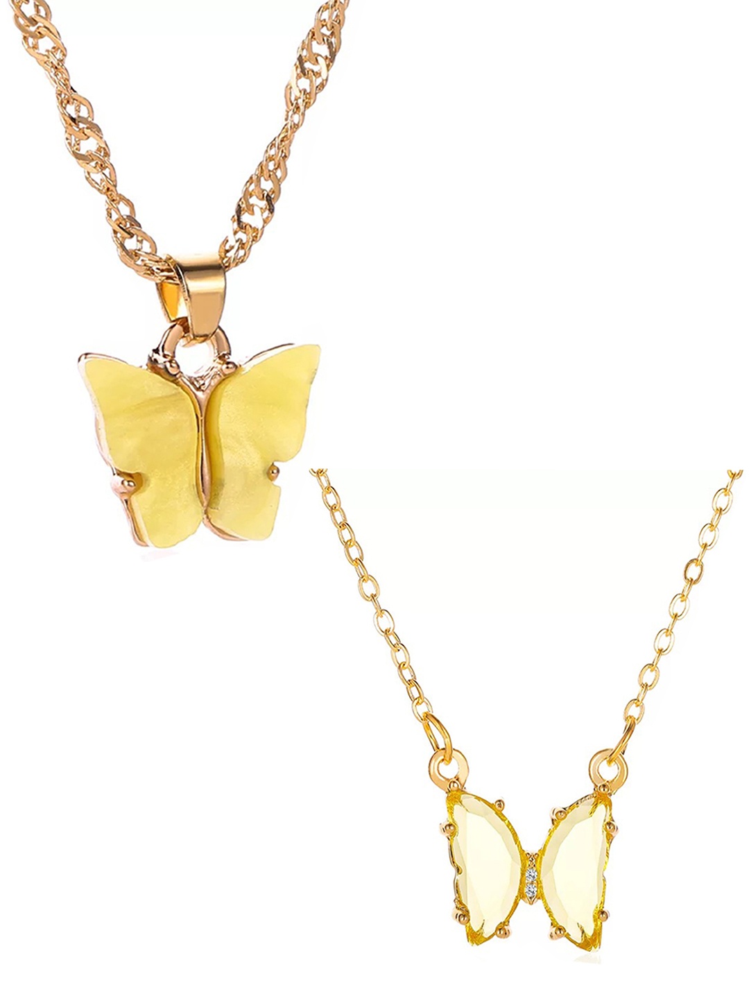 

Vembley Women Yellow Set of 2 Gold-Plated Necklace