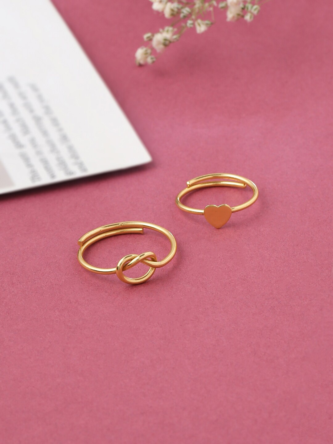 

kashwini Set of 2 Brass Gold-Plated Adjustable Finger Ring