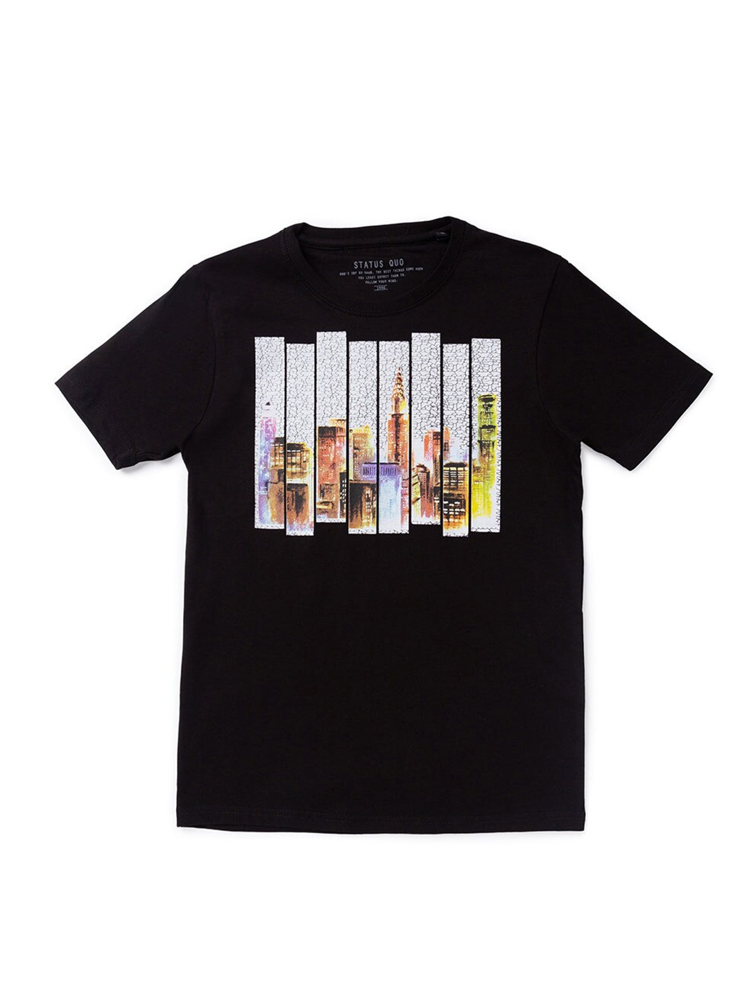 

Status Quo Boys Black Printed Cotton T-shirt