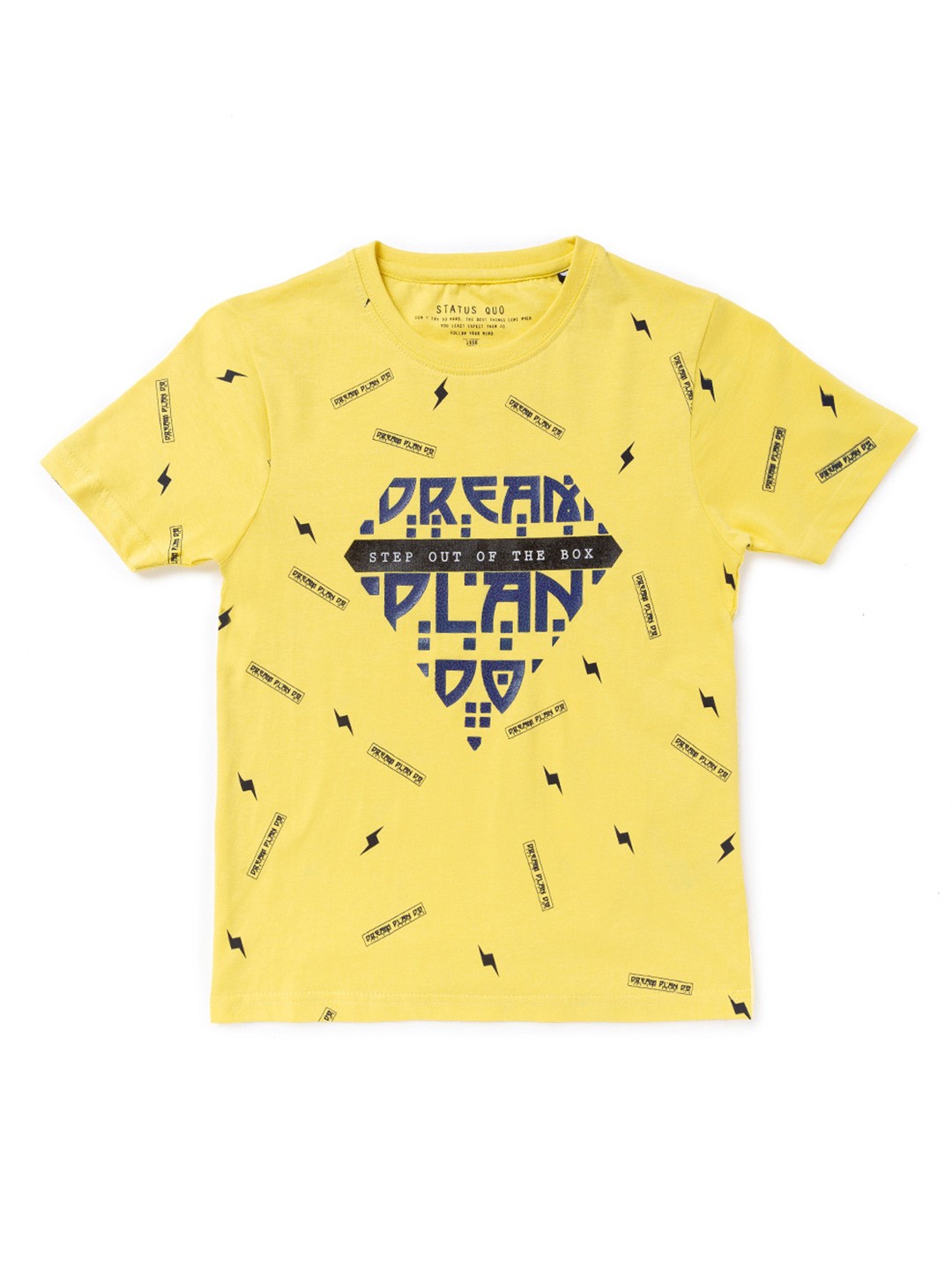

Status Quo Boys Yellow Typography Printed Regular T-shirt