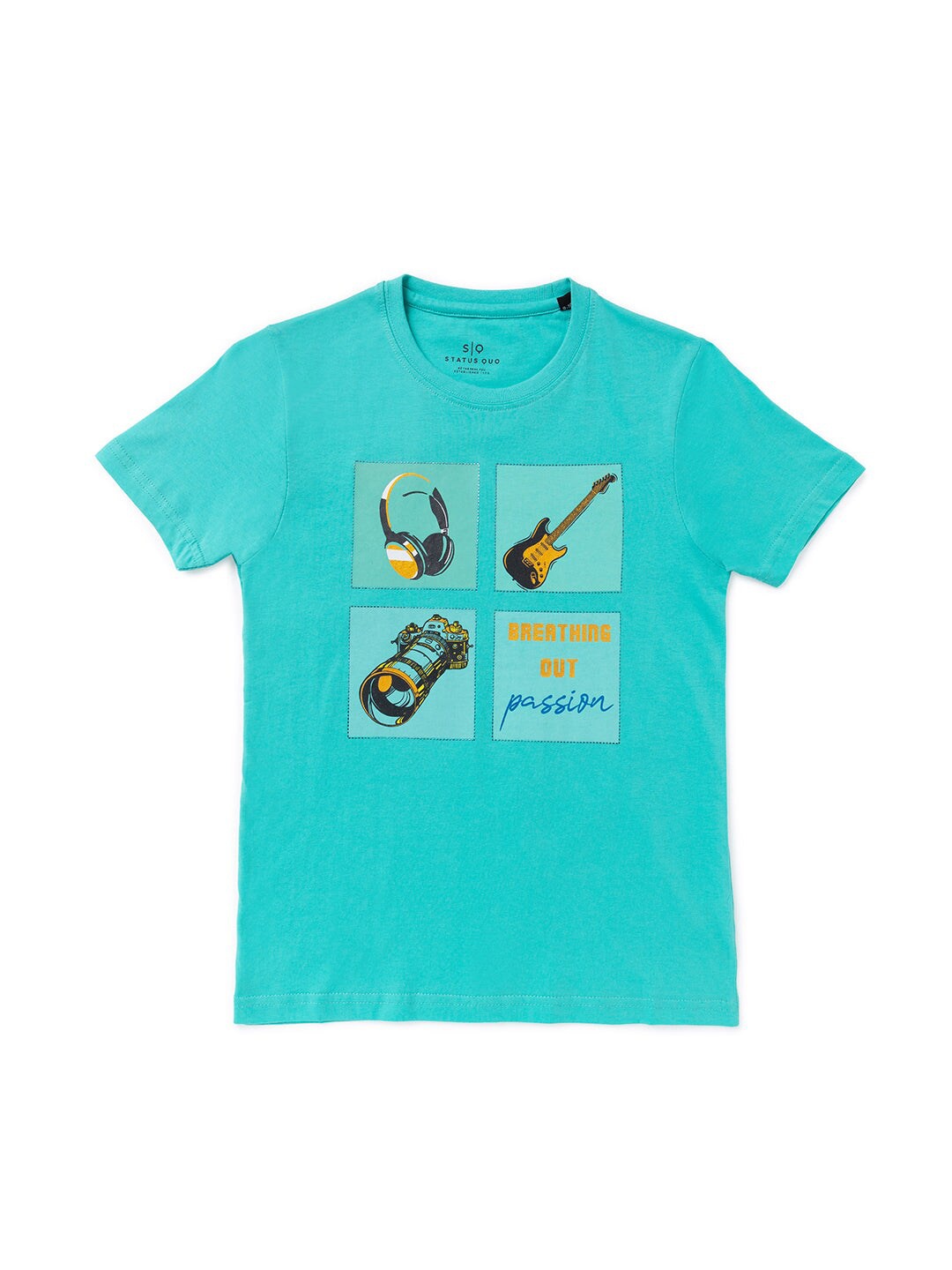 

Status Quo Boys Sea Green Graphic Printed Regular T-shirt