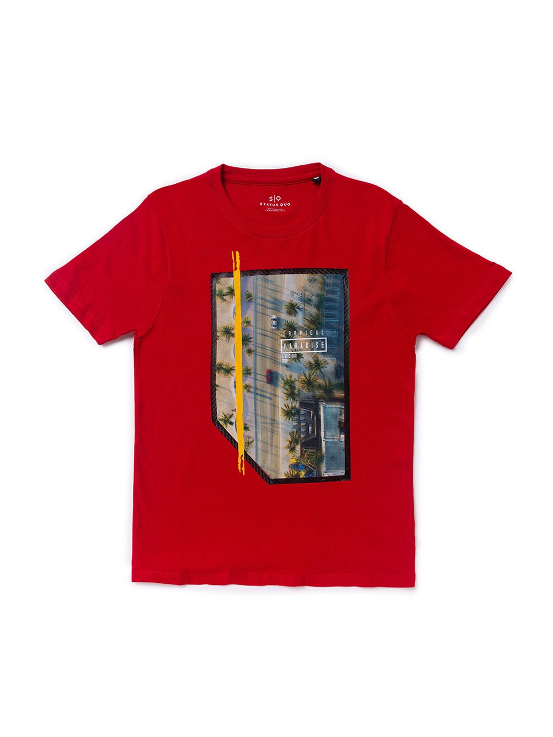 

Status Quo Boys Red Graphic Printed Regular Regular T-shirt