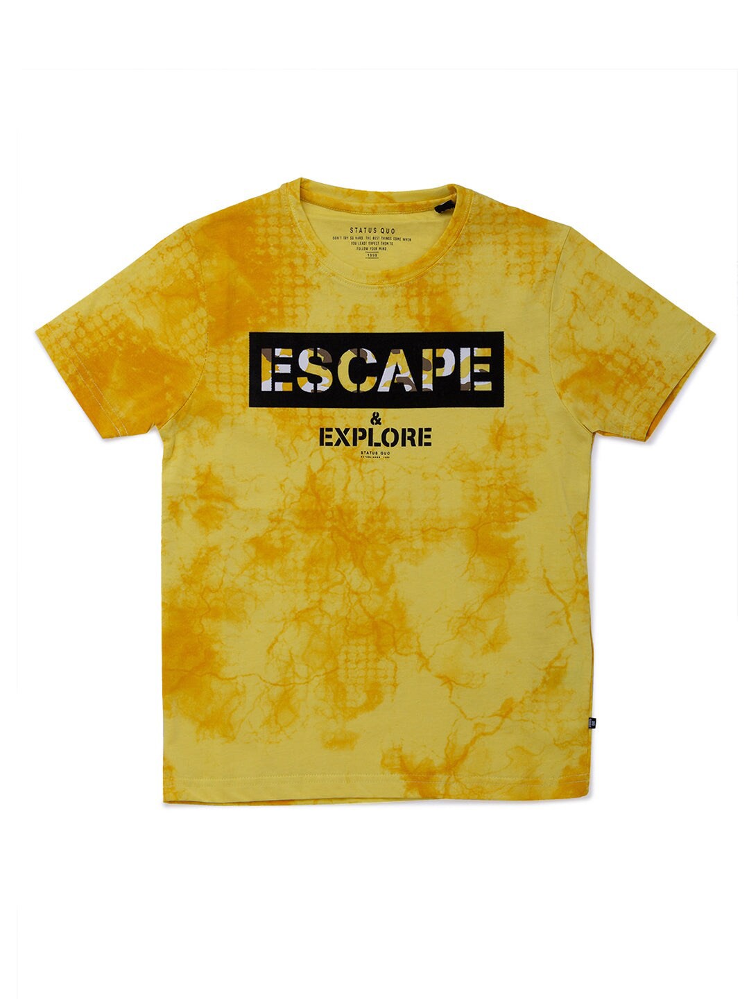 

Status Quo Boys Yellow Typography Printed Regular T-shirt