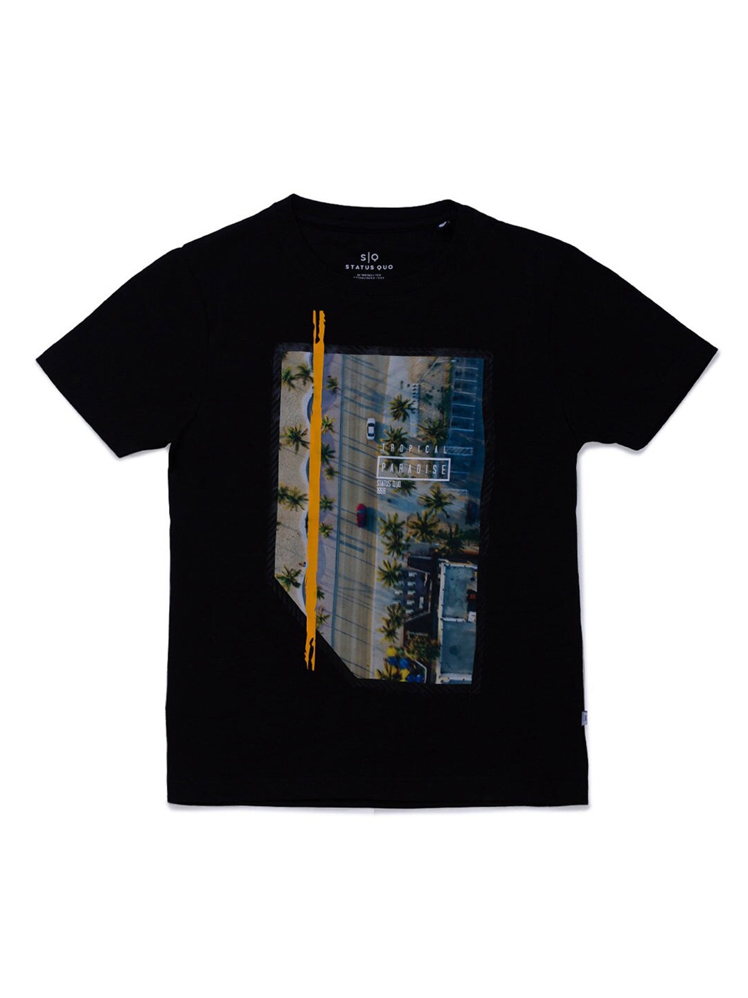 

Status Quo Boys Black Graphic Printed Regular T-shirt
