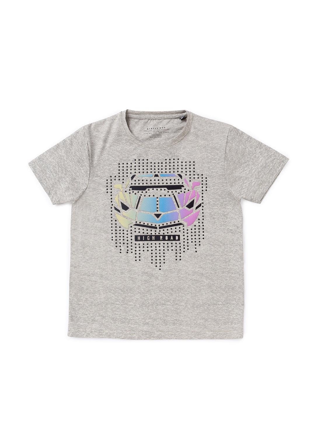 

Status Quo Boys Grey Graphic Printed Regular T-shirt
