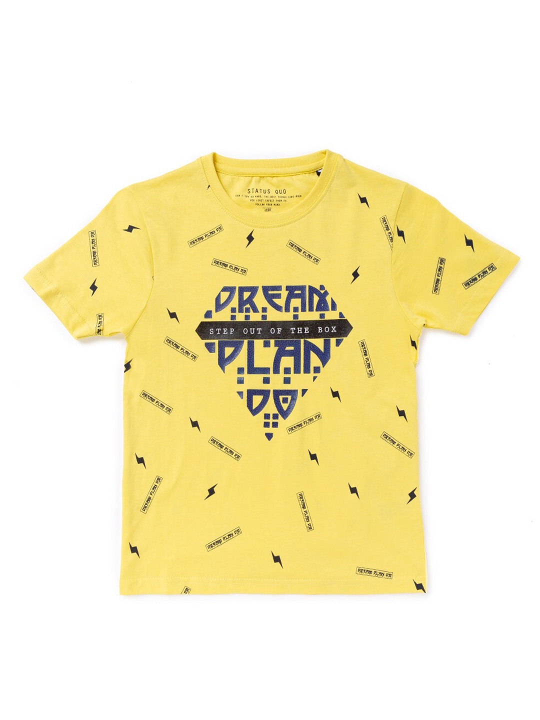 

Status Quo Boys Yellow Typography Printed Regular T-shirt