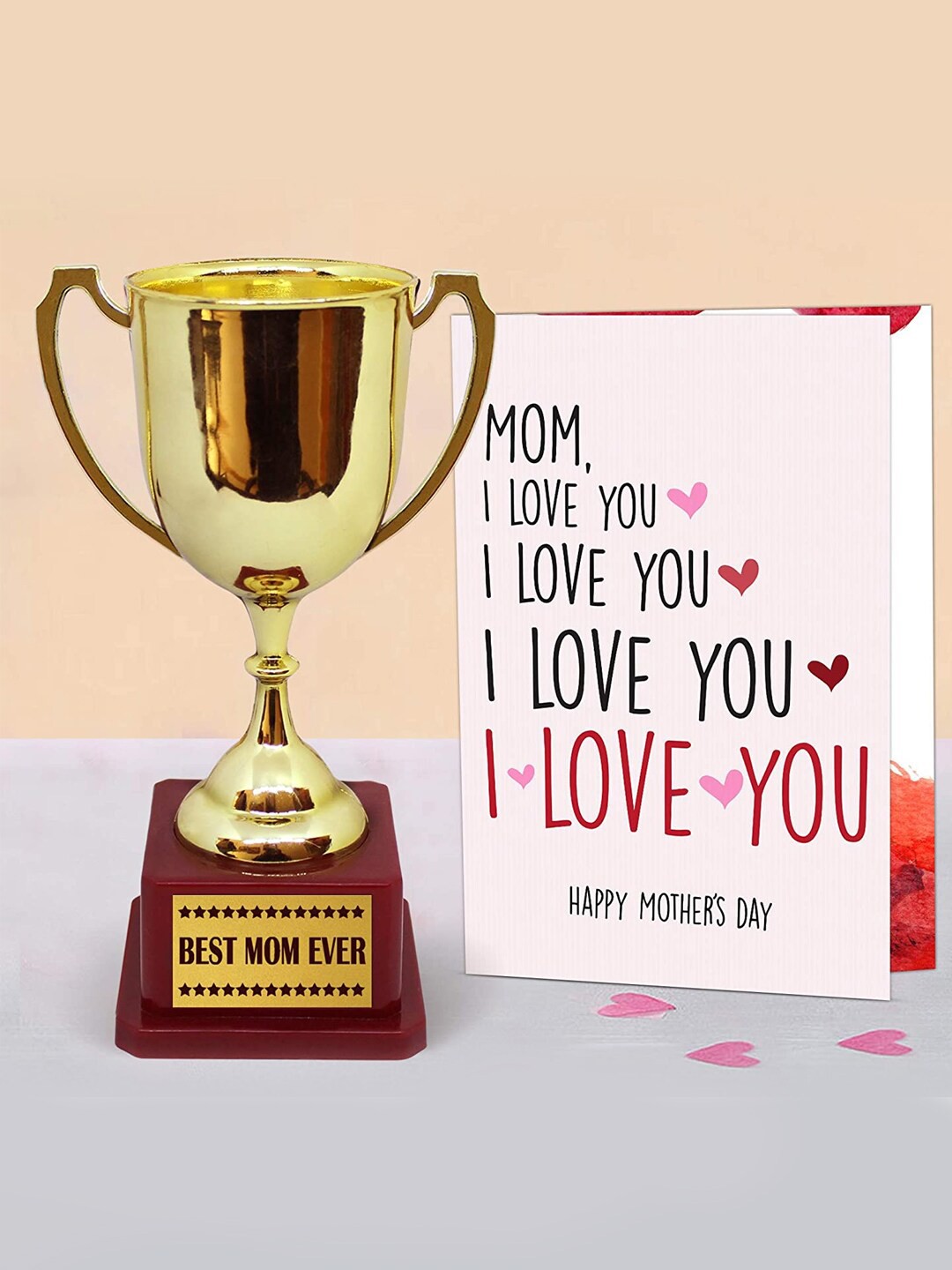 

TIED RIBBONS Mother's Day Trophy with Card Gift Set, White