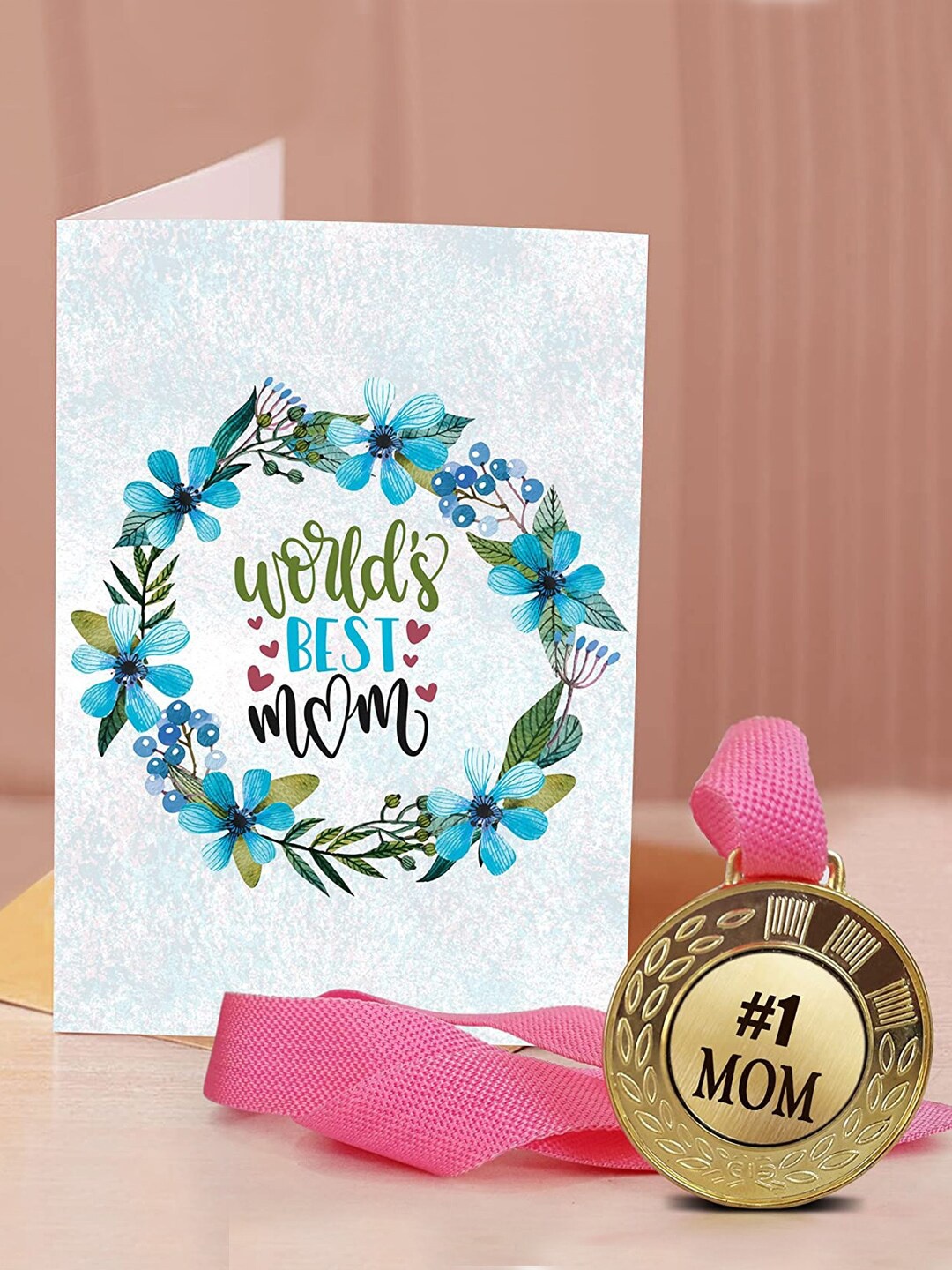 

TIED RIBBONS Mother's Day Printed Card with Medal Gift Set, White