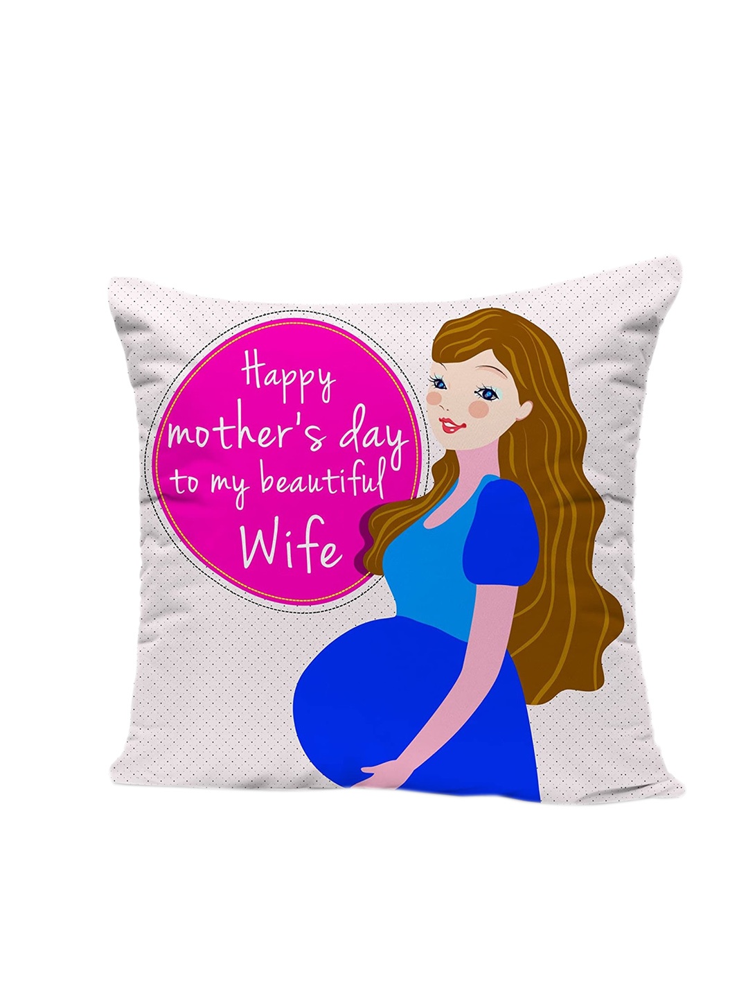 

TIED RIBBONS Mothers Day Printed Cushion Cover with Filler, White