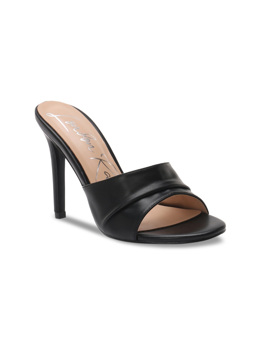 

London Rag Black Solid PU Mid Top Party Stiletto Heels