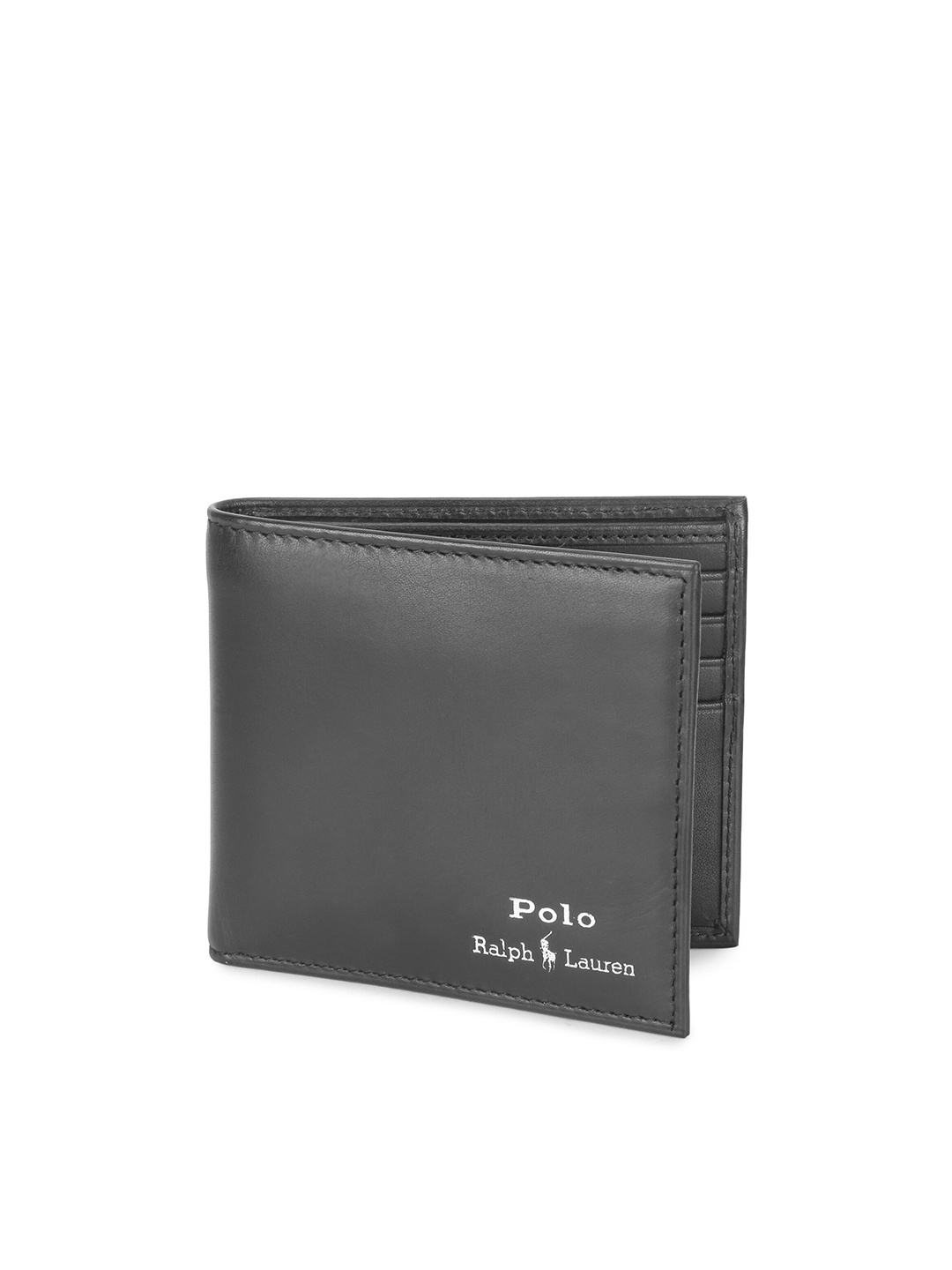 

Polo Ralph Lauren Men Printed Brand Logo Leather Two Fold Wallet, Black