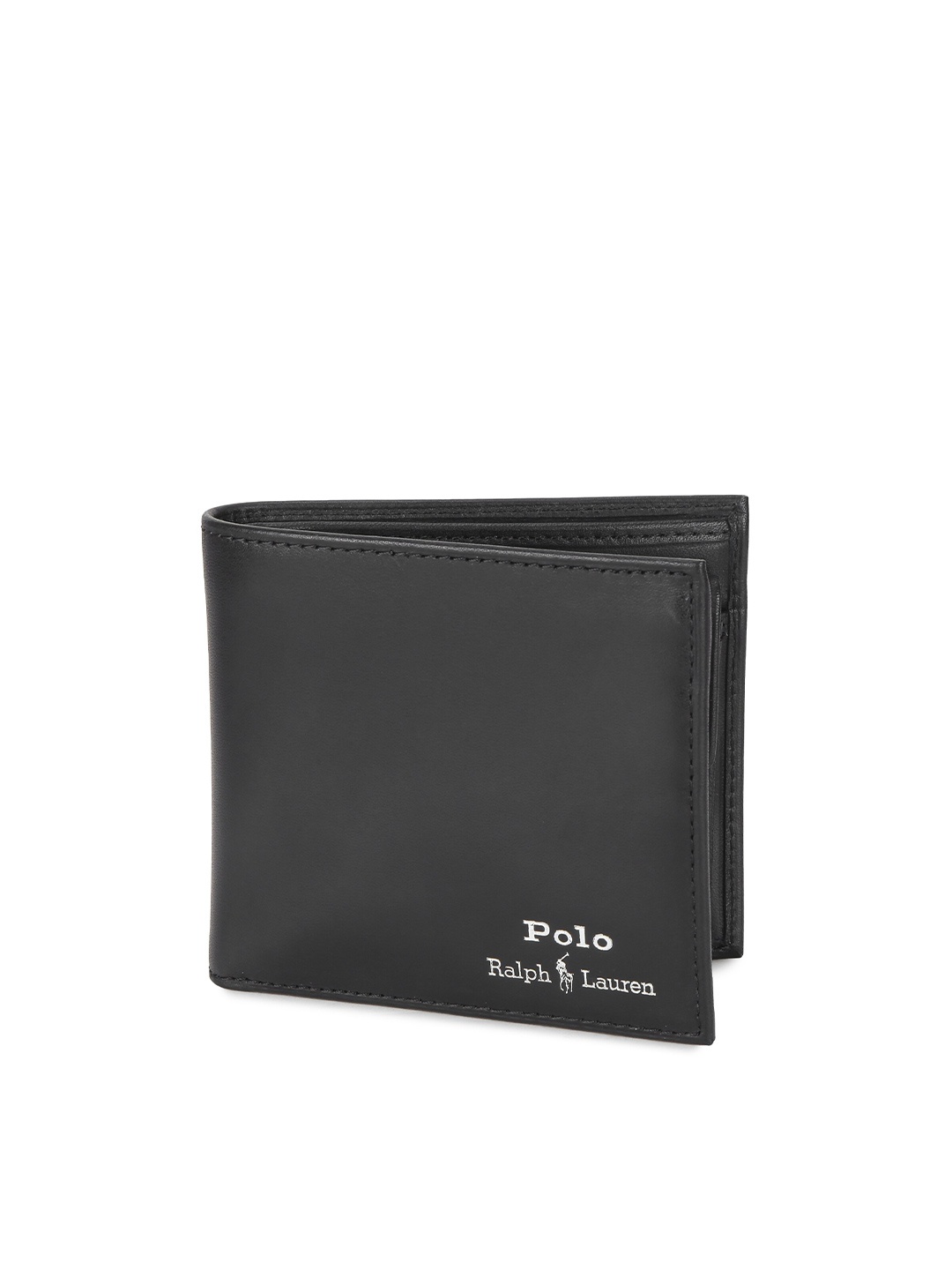 

Polo Ralph Lauren Men Printed Brand Logo Leather Two Fold Wallet, Black