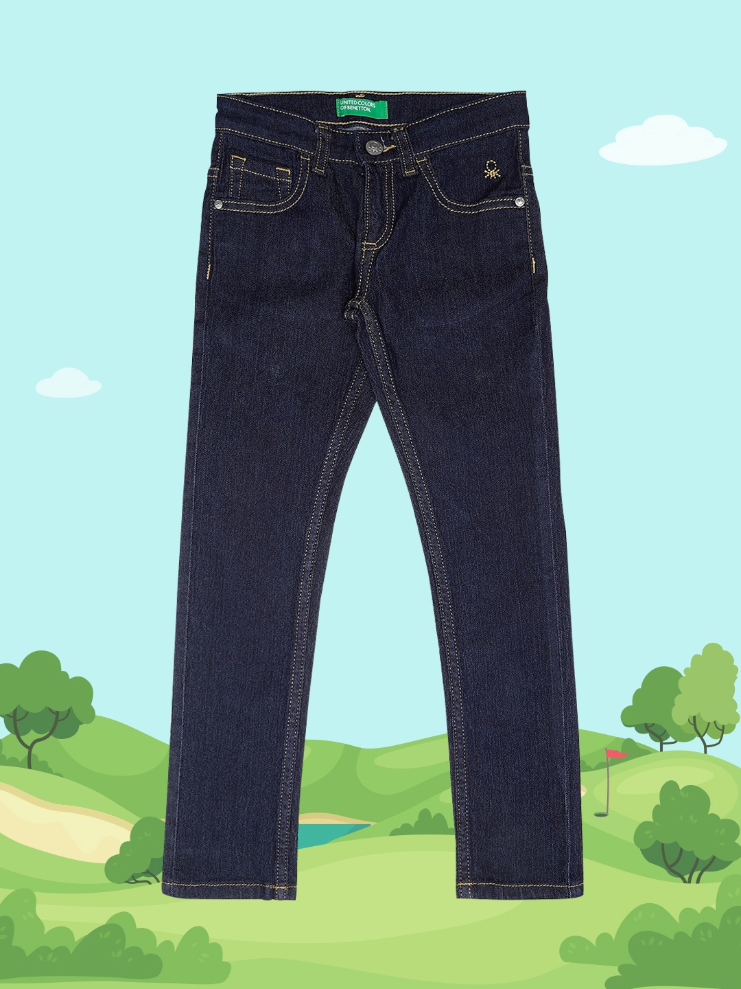 

United Colors of Benetton Boys Navy Blue Slim Fit Mid Rise Jeans
