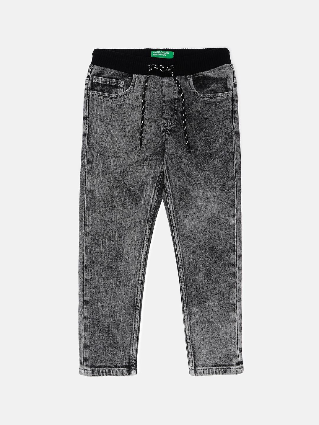 

United Colors of Benetton Boys Grey Mid Rise Heavy Fade Regular Fit Jeans