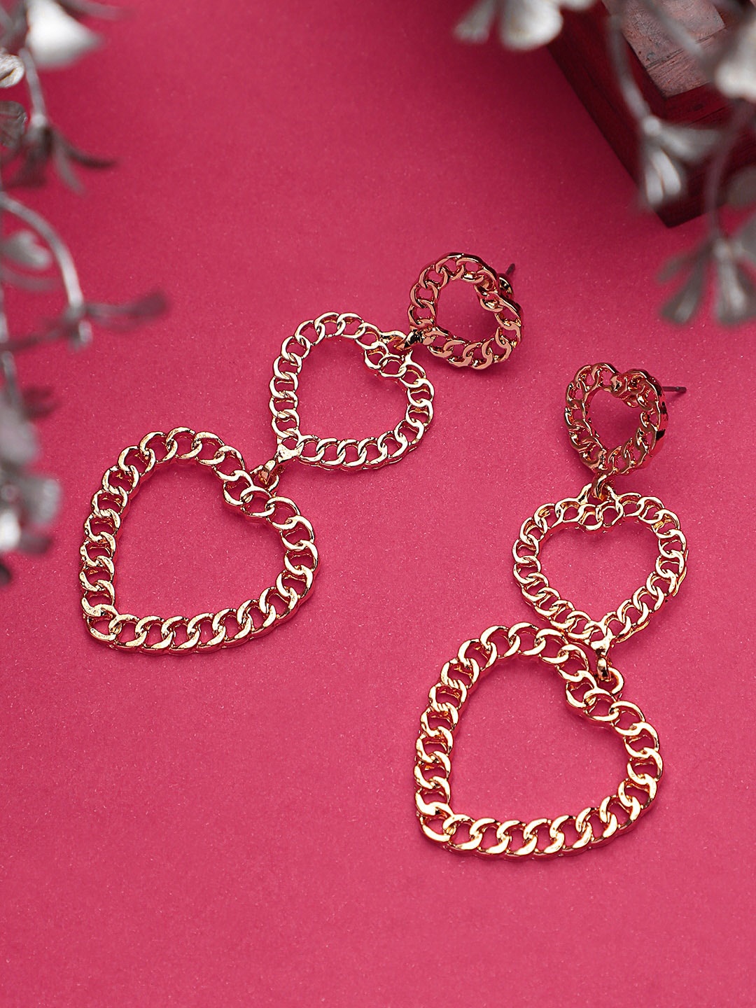 

KACY Gold-Plated Heart Shaped Drop Earrings