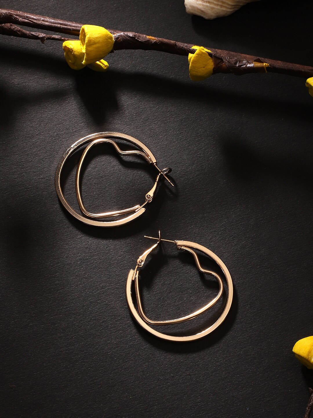 

KACY Gold-Plated Heart-Shaped Everyday Hoop Earrings