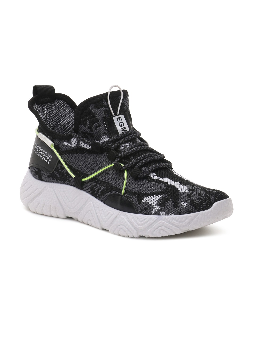 

London Rag Men Black Woven Design Sneakers
