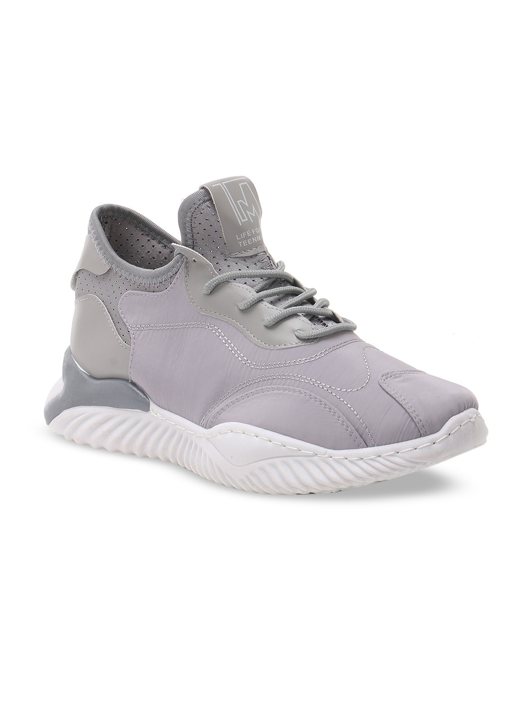 

London Rag Men Grey Solid Woven Design Sneakers