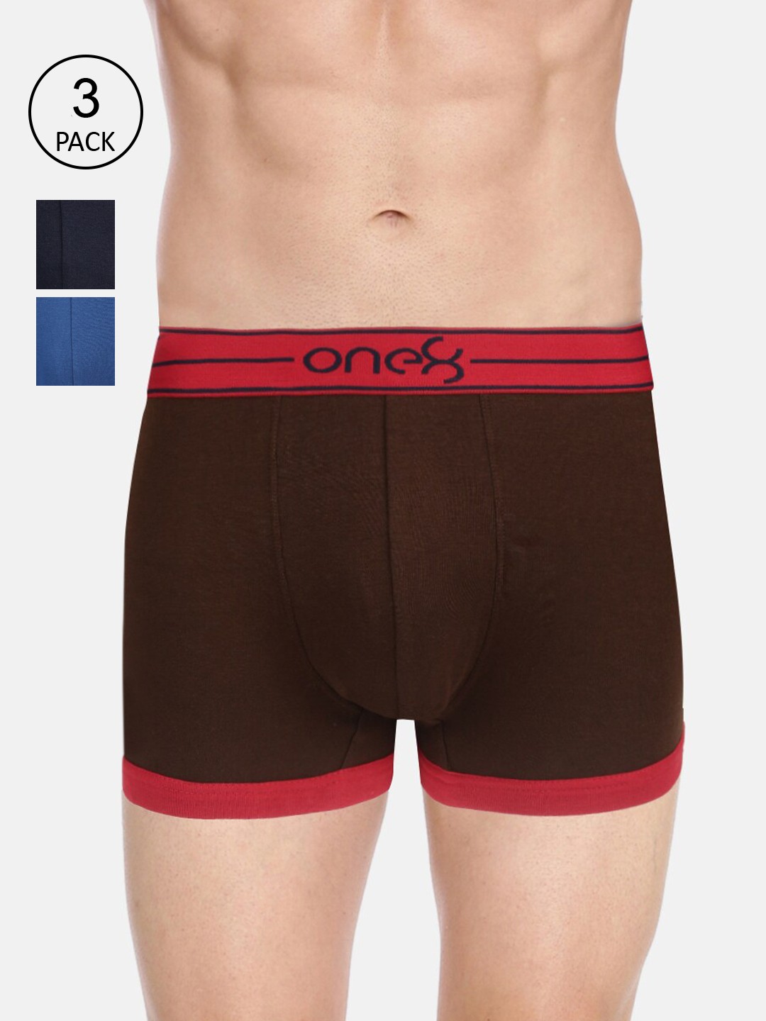 

one8 by Virat Kohli Men Pack Of 3 Cotton Trunks, Brown