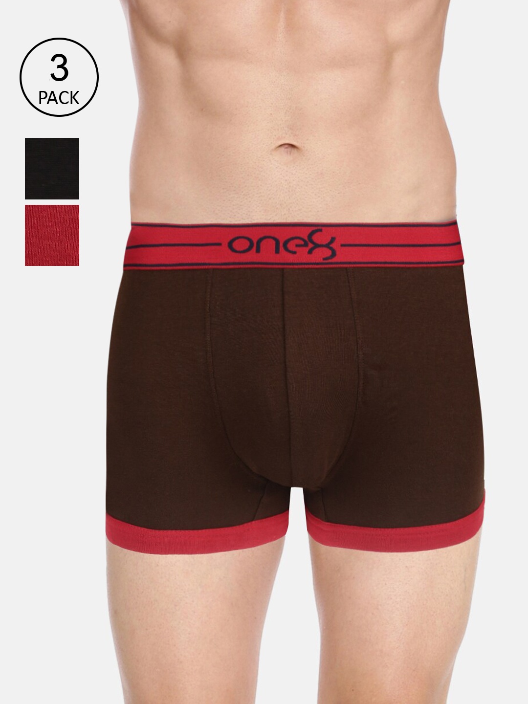 

one8 by Virat Kohli Men Pack Of 3 Cotton Trunks, Brown