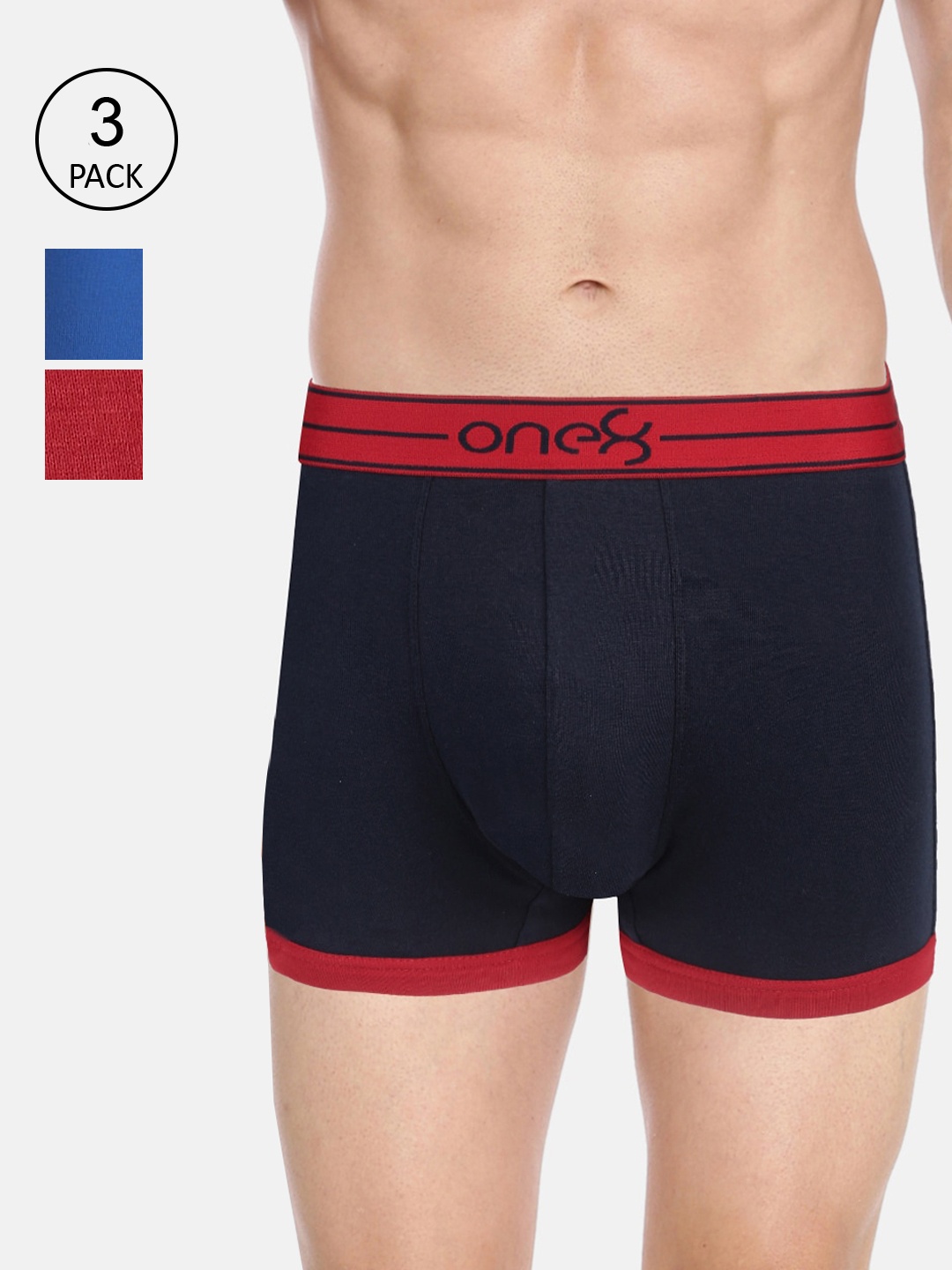

one8 by Virat Kohli Men Pack Of 3 Solid Cotton Trunks, Navy blue