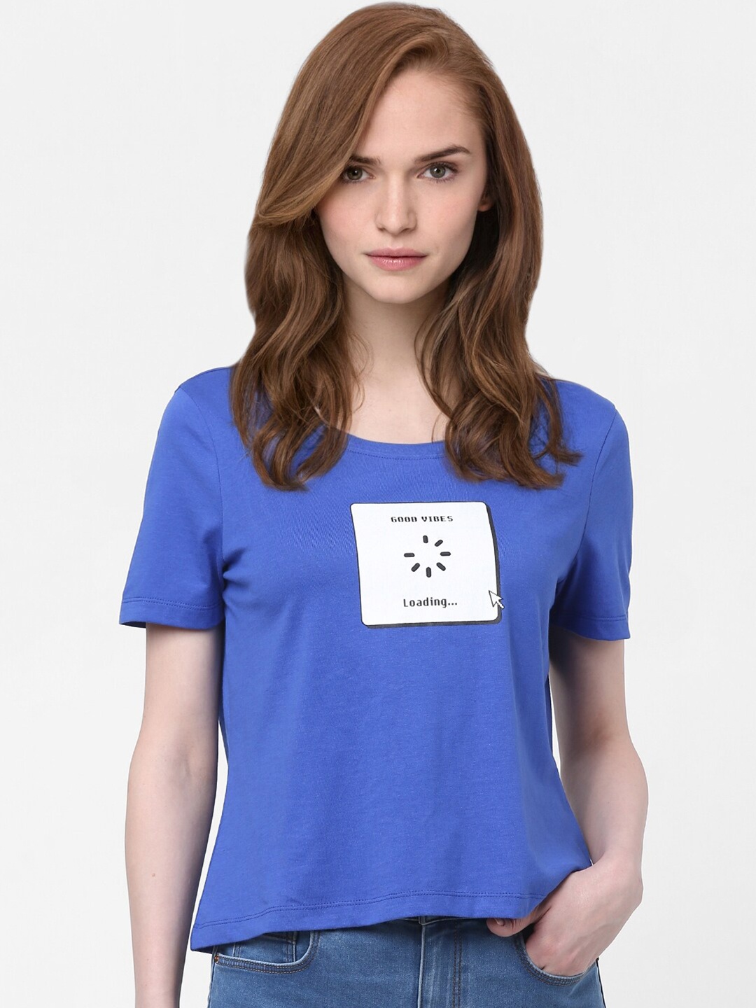 

Vero Moda Women Blue Printed T-shirt