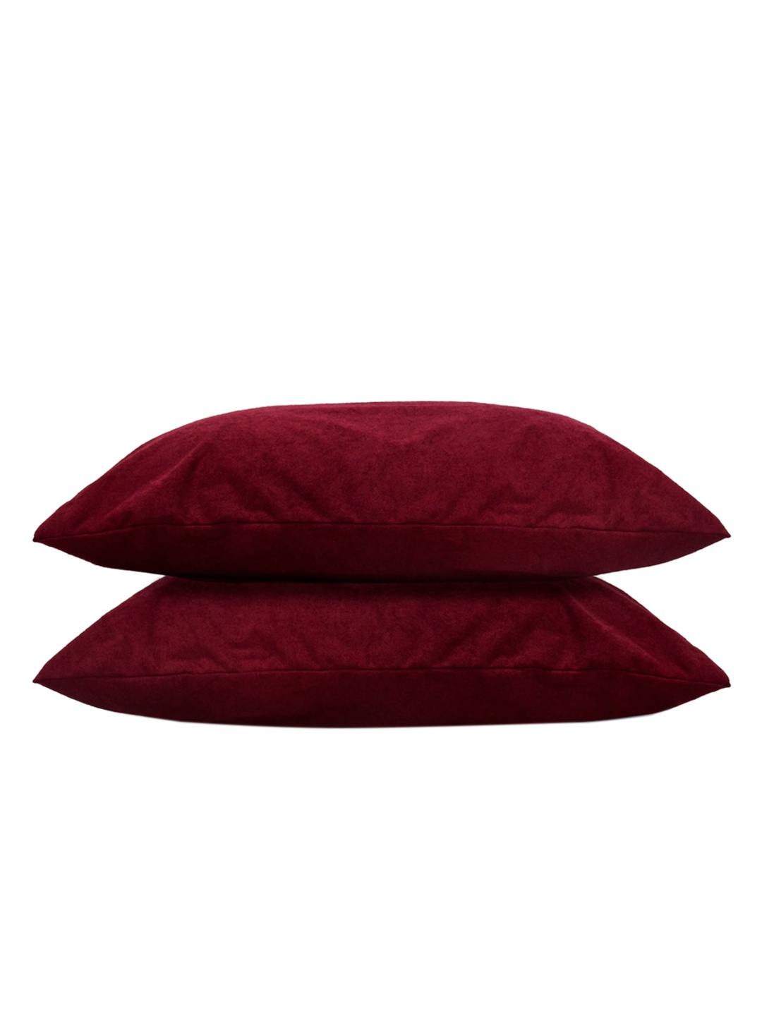 

Divine Casa Set Of 2 Maroon Solid Terry Cotton Pillow Cover