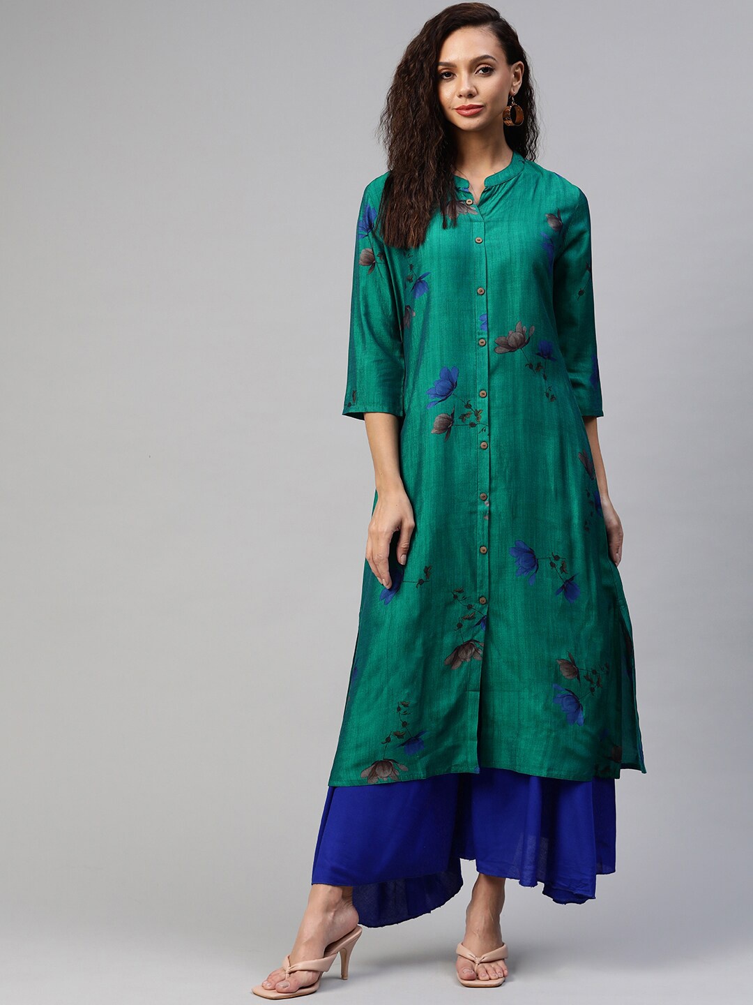 

Aarika Women Green Floral Printed Cotton Kurta