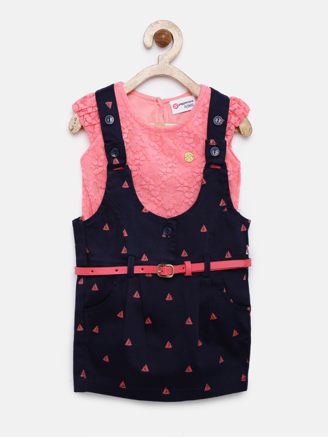 

Peppermint Girls Pink & Navy Printed Co-ords set