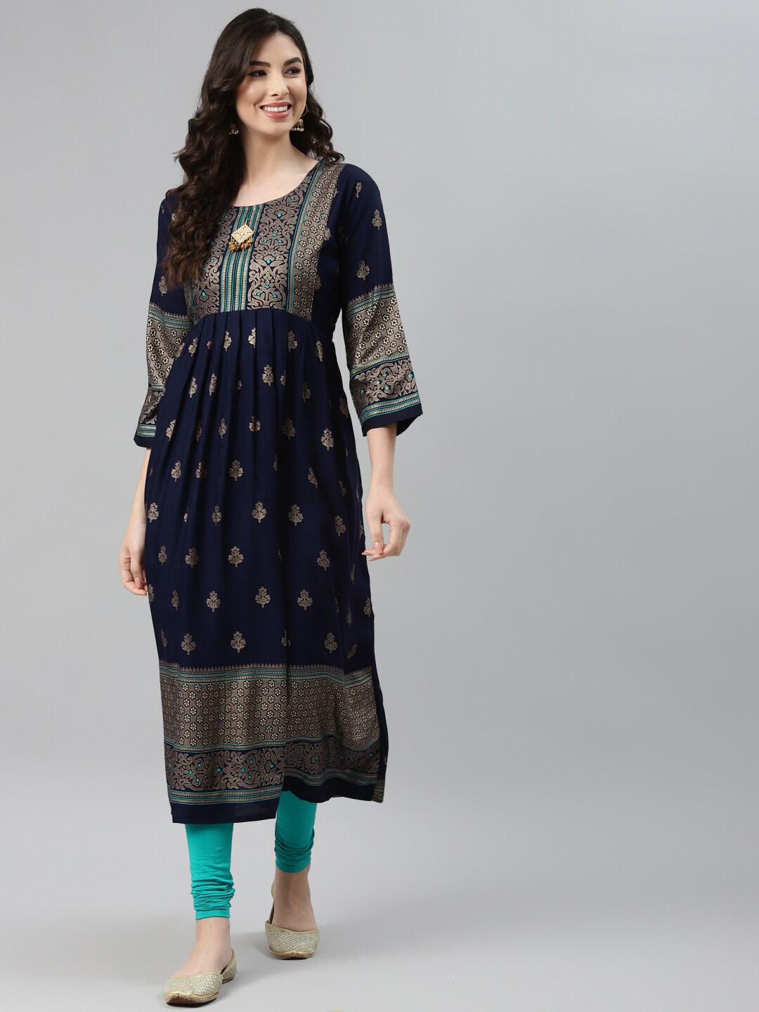 

Aarika Women Navy Blue Pure Cotton Kurta
